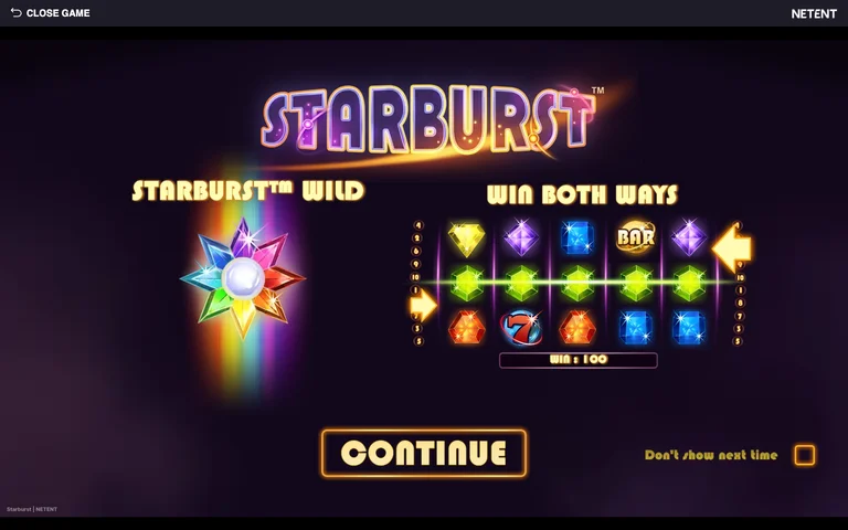 Starburst winning spin
